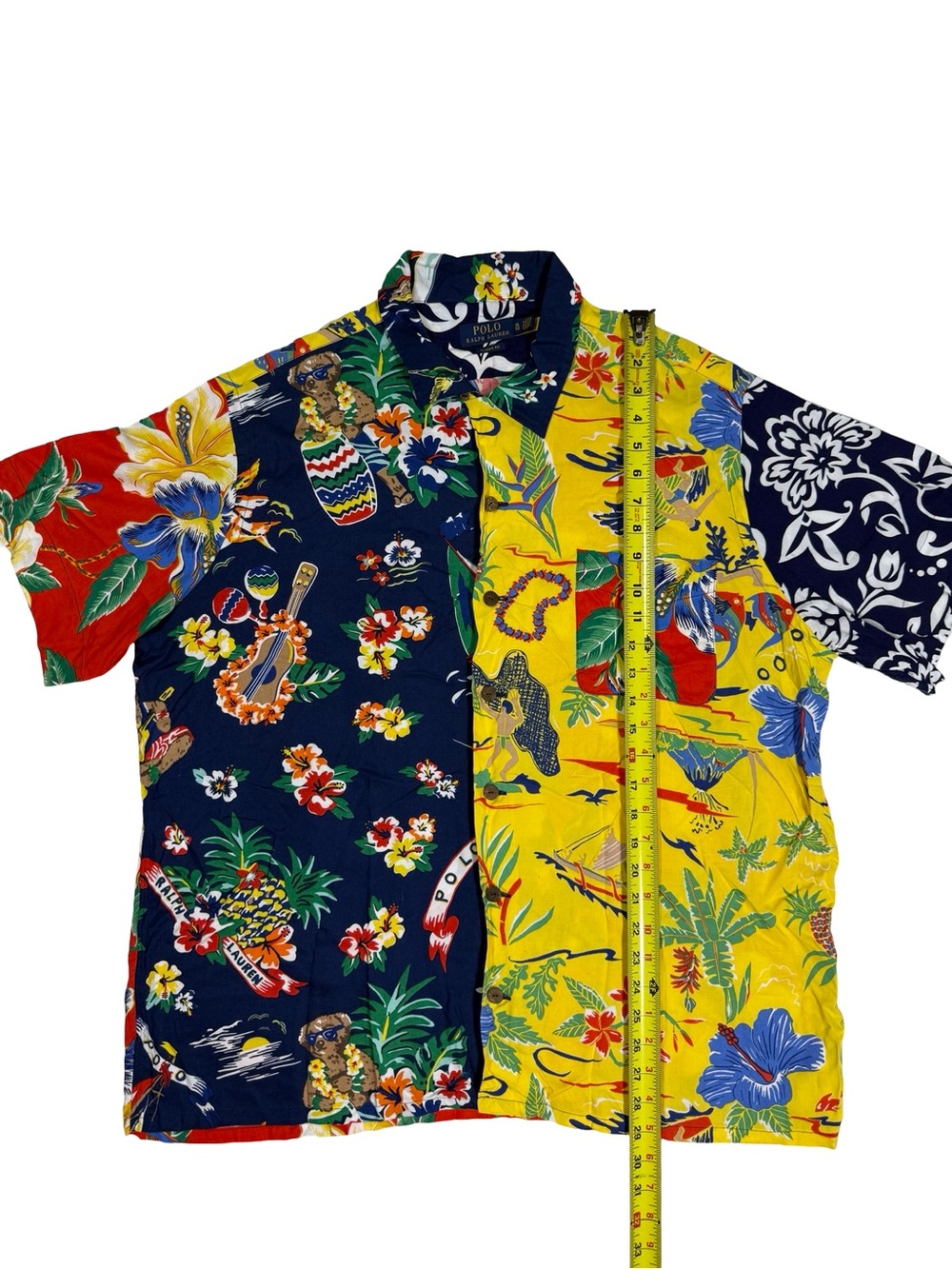 Polo Ralph Lauren Sz XL Patchwork Hawaiian Camp Shirt Tropical Polo Bear Classic - Picture 3 of 8